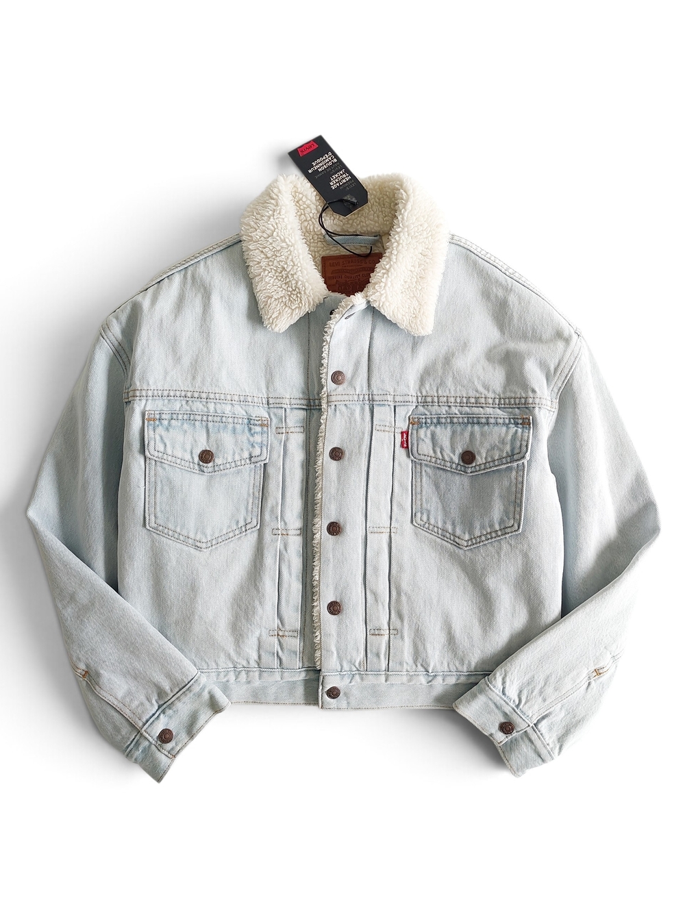 Levi's Women's S Denim Jeans Jacket '90s Sherpa Trucker Retro Vintage Y2K